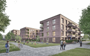 Blick auf die Wohngebäude in Mainz