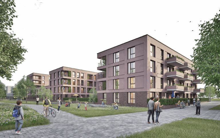 Blick auf die Wohngebäude in Mainz