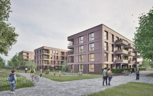 Blick vom Hof auf das Baufeld14 in Mainz
