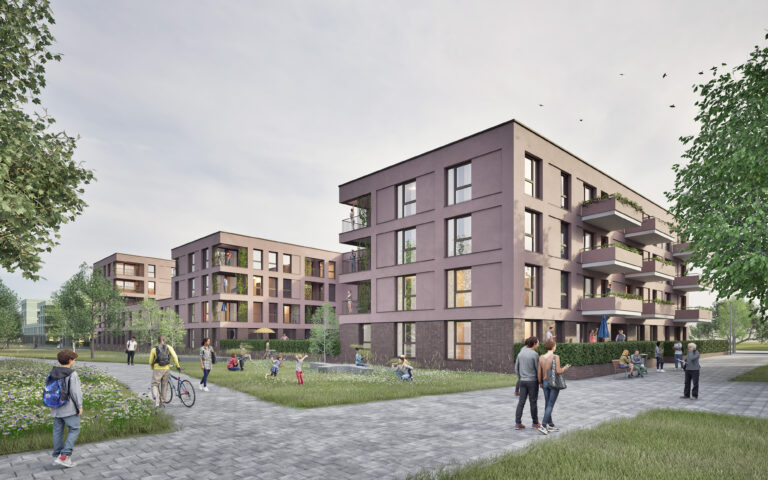 Blick vom Hof auf das Baufeld14 in Mainz