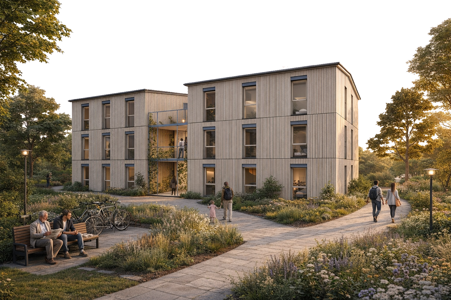 Blick auf StroHab+ Gebäude